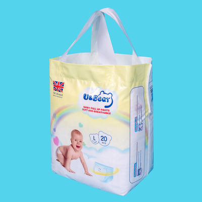 Beyaz ADL Bebek Pull Up Pantolon Süper Emici Organik Pull Up Bezi Baskılı